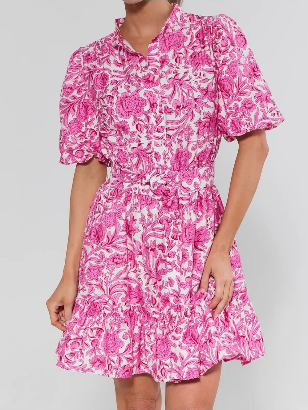 Avara Sloane Pink Floral Short Dress Large